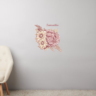 Flower Illustration custom name Wall Decal