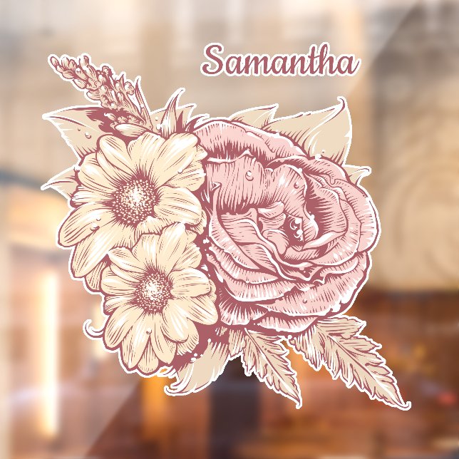 Flower Illustration custom name Window Cling (Sheet 2)