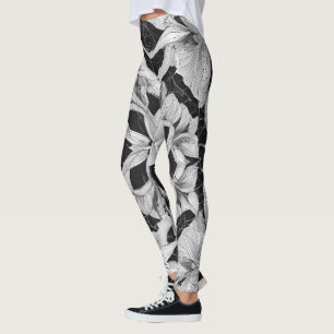 Flower Illustration design black and white Leggings