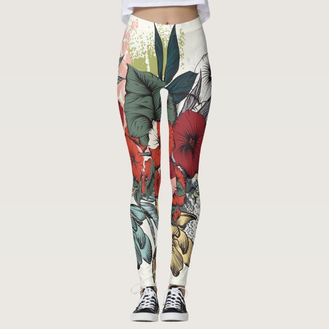 Flower Illustration Leggings (Front)