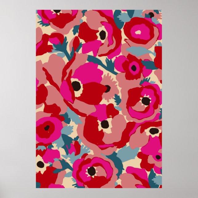 Flower illustration pattern. Floral botanical Moti Poster (Front)