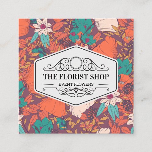 Flower Illustration Square Business Card