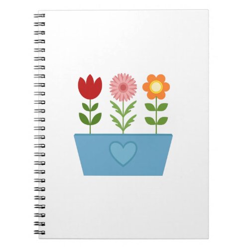 Flower Illustrations in a Blue Window Box Canvas P Notebook