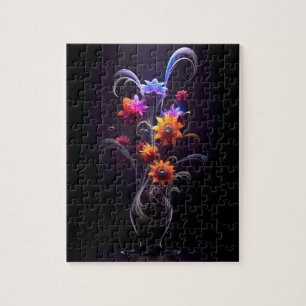 Flower Illustrator Abstract Painting Colorful Jigsaw Puzzle