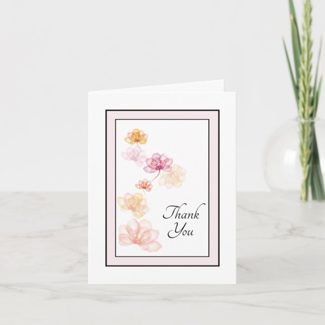 Flower in Black Frame Sympathy Thank You  Card (Front)