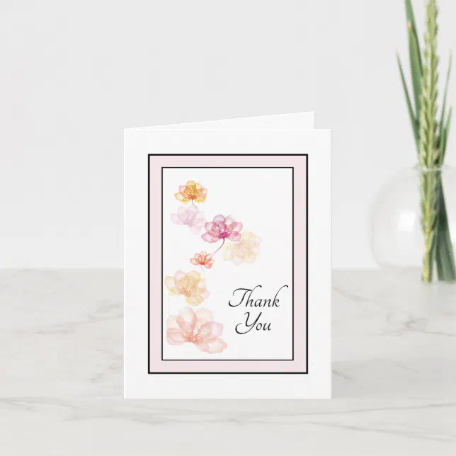 Flower in Black Frame Sympathy Thank You Card | Zazzle