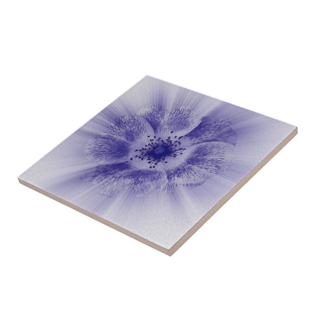 Flower in blue ceramic tile (Side)