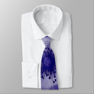 Flower in blue neck tie