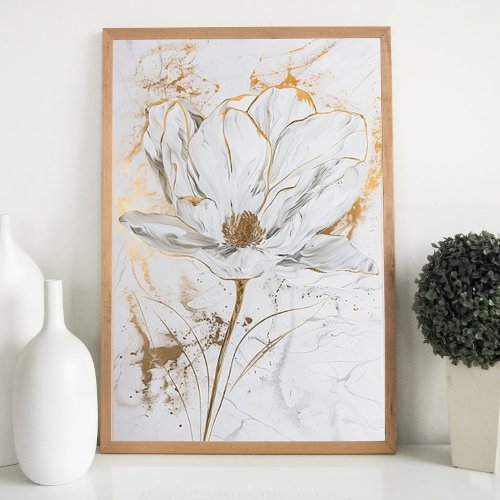Flower in gold and white By Jean_Claude Poster