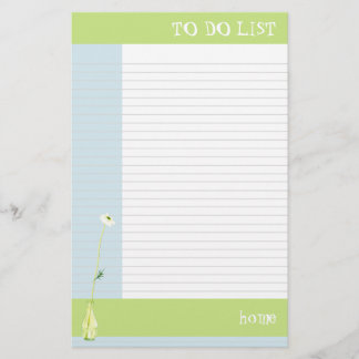 Flower in Green To Do List Stationery
