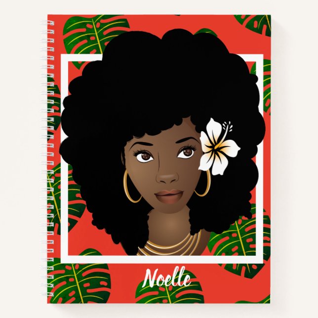Flower in Her Hair, Tropical Red Notebook (Front)