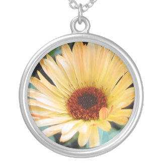 Flower in Leaves Sterling Silver Necklace