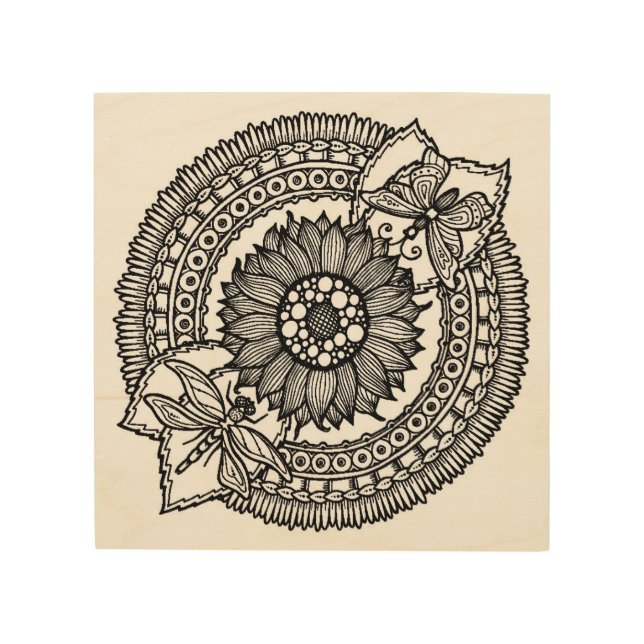 Flower In Mandala 5 Wood Wall Decor (Front)
