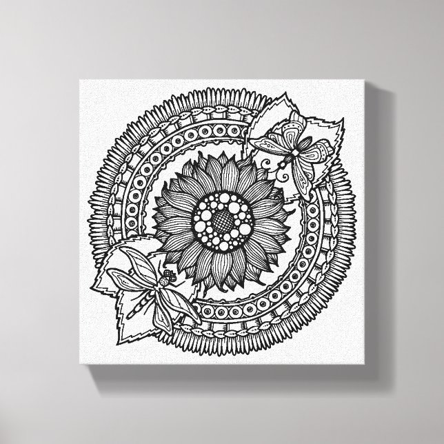Flower In Mandala 6 Canvas Print (Front)