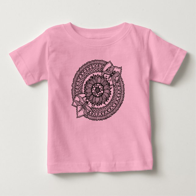 Flower In Mandala Baby T-Shirt (Front)