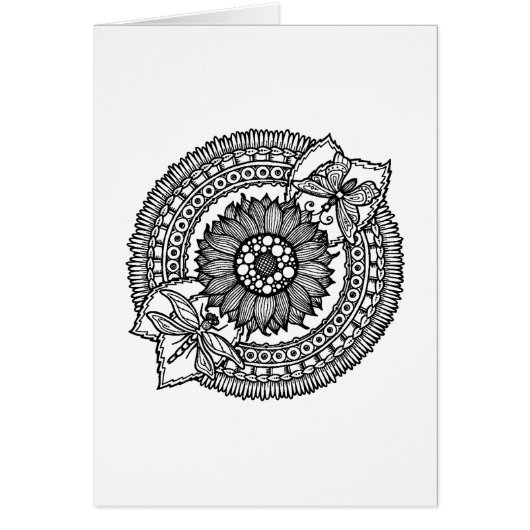 Flower In Mandala Cards (Front)