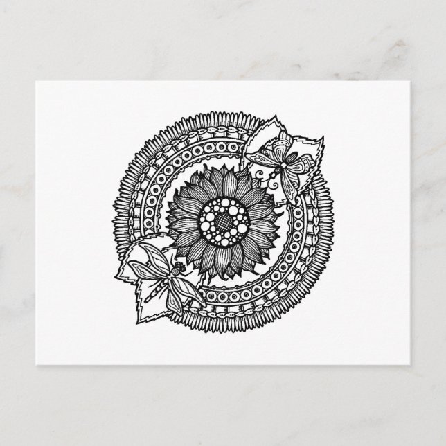 Flower In Mandala Postcard (Front)