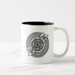 Flower In Mandala Two-Tone Coffee Mug