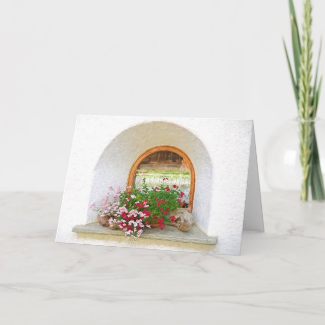 Flower in Old Window Sympathy Card (Front)