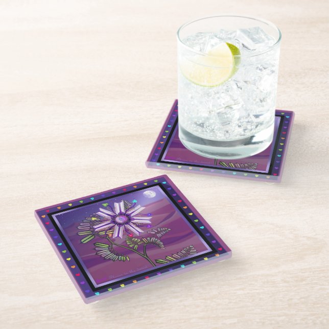 Flower in the Desert Glass Coaster (Angled)