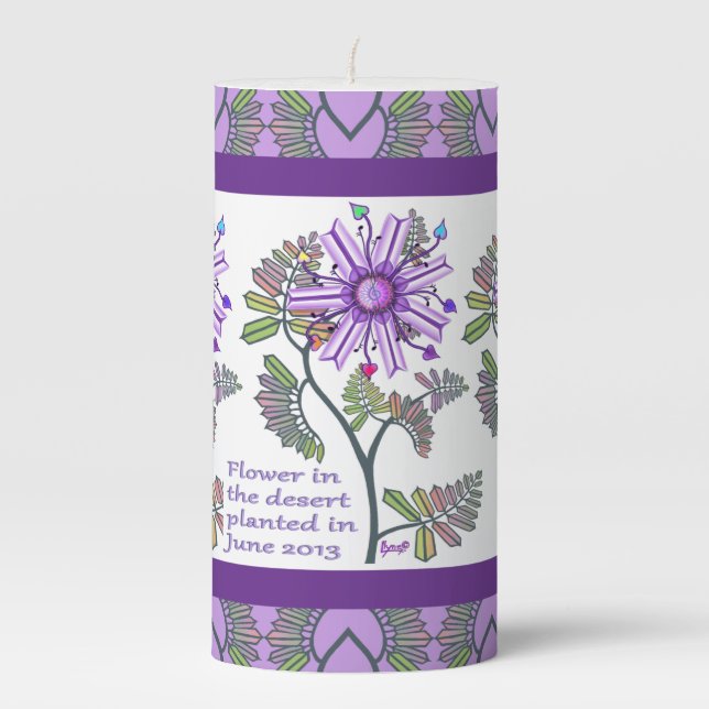 Flower in the desert pillar candle (Front)