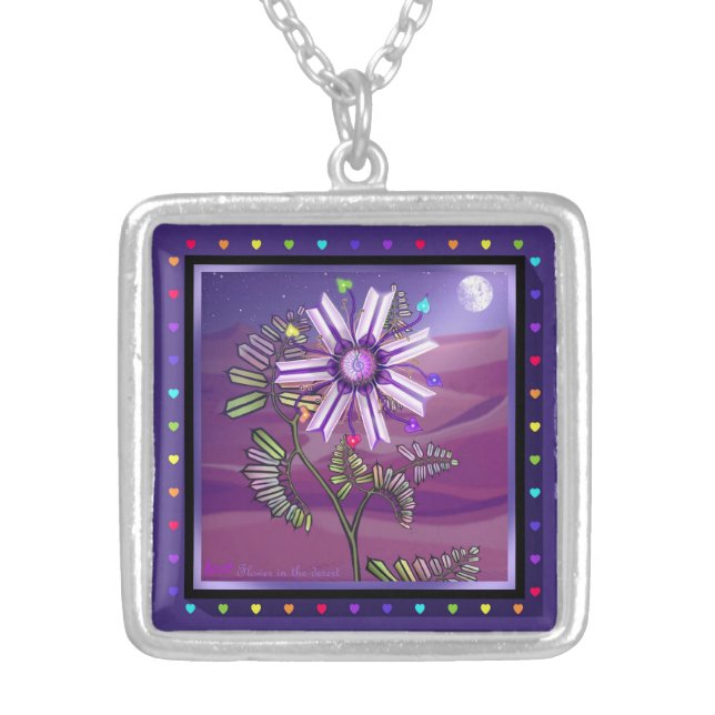 Flower in the Desert Silver Plated Necklace (Front)