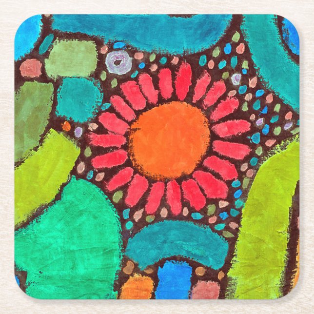 Flower in the Valley, Klee Square Paper Coaster (Front)