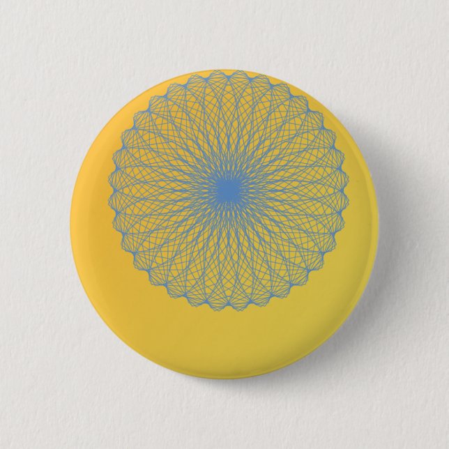 flower in yellow 482  abstract art pinback button (Front)