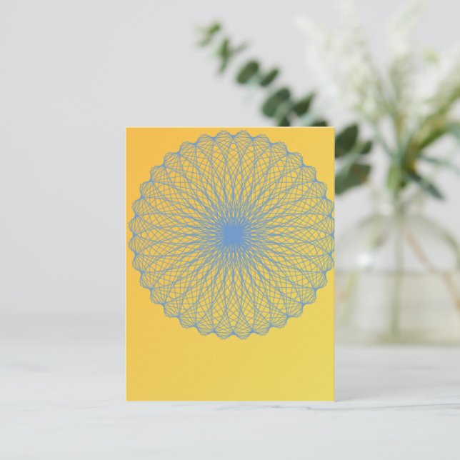 flower in yellow 482  abstract art postcard (Standing Front)