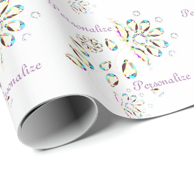 Flower jewel rhinestone brooch cute floral wrapping paper (Roll Corner)
