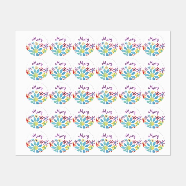 Flower Kids' Labels (Sheet)