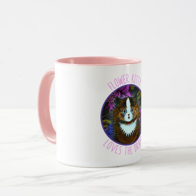 FLOWER KITTEN CAT COFFEE MUG (Front Left)