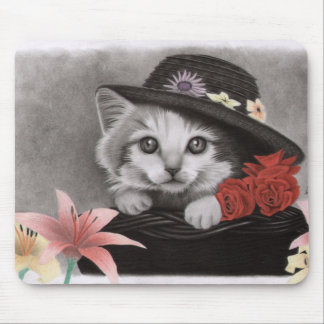 Flower kitty mouse pad