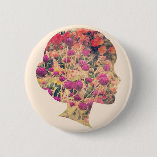 Flower Lady Pinback Button