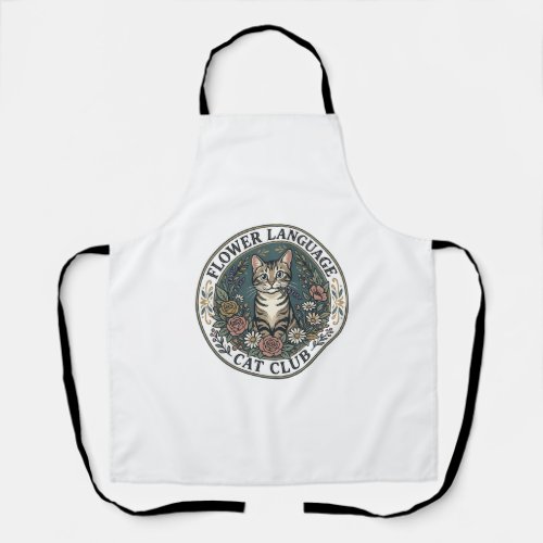 Flower Language Cat Cat Graphic Tee Art - Flower L Apron