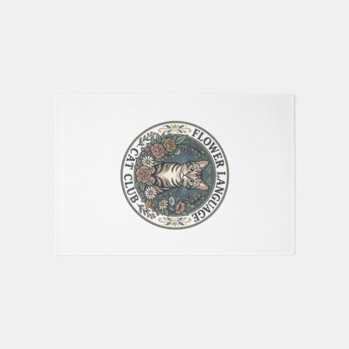 Flower Language Cat Cat Graphic Tee Art - Flower L Rug