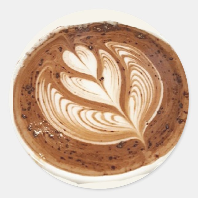 Flower latte coffee art classic round sticker (Front)