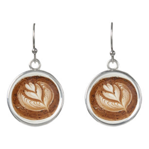 Flower latte coffee art earrings