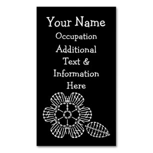 Flower & Leaf Crochet Chart (Black & White) Magnetic Business Card