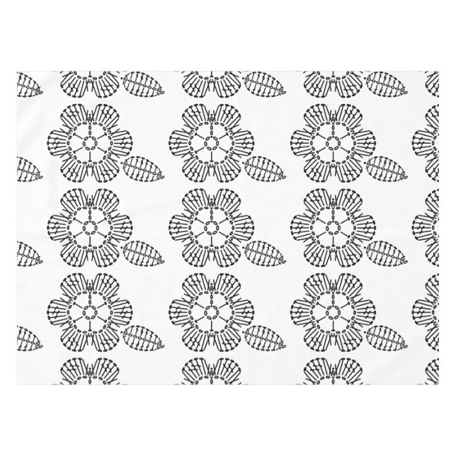 Flower & Leaf Crochet Chart Pattern (Tiled) Tablecloth (Front (Horizontal))