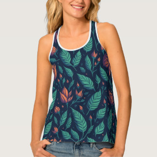 Flower Leaf Rainbow pattern Tank Top