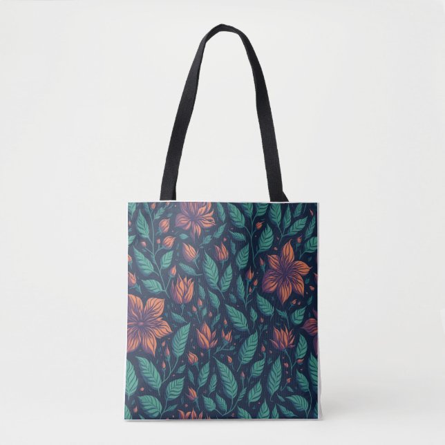 Flower Leaf Rainbow pattern Tote Bag (Front)
