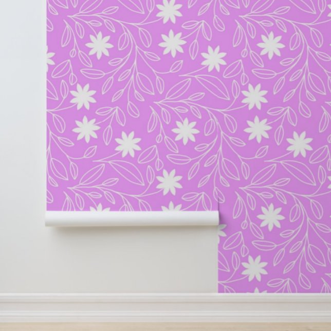 Flower Leaf Trailing Pattern Pink  Wallpaper (Creator Uploaded)