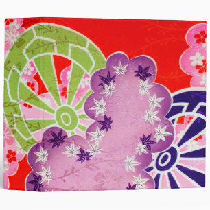 Flower, Leaf, Wheel Pattern, Japanese Design 3 Ring Binder