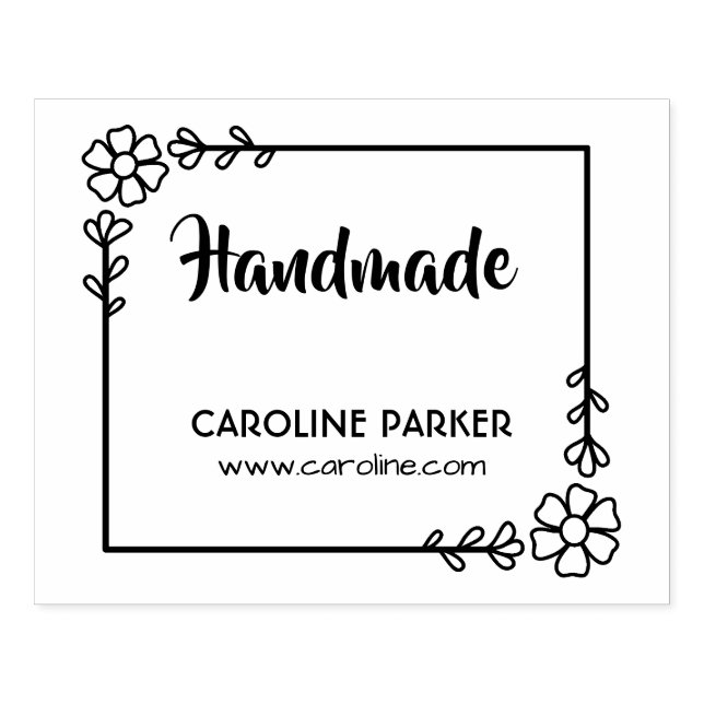 Flower leaves frame handmade custom name rubber st stamp (Imprint)
