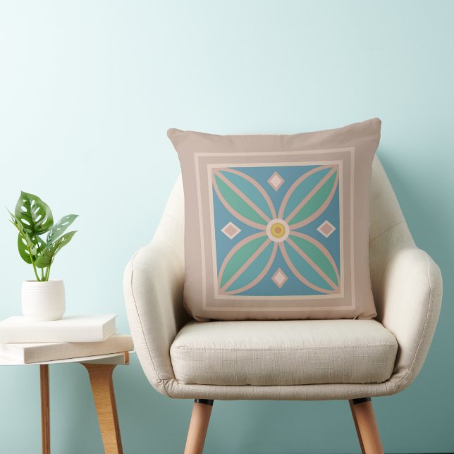 Flower leaves petal diamond abstract  throw pillow (Chair)
