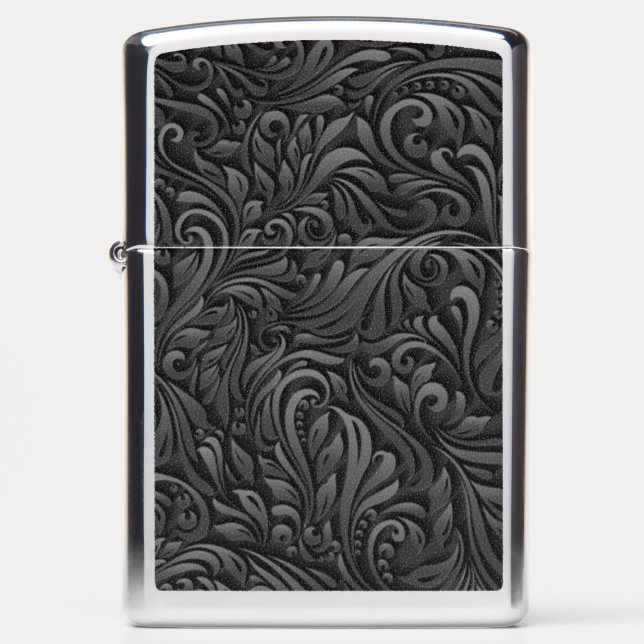 Flower Leaves Wood Carving Zippo Lighter (Front)