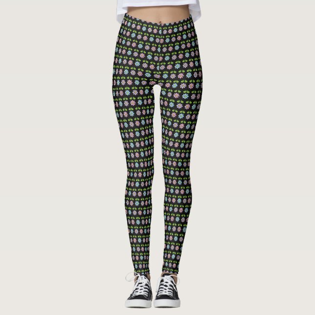 Flower Leggings Multi Colored Stylish (Front)