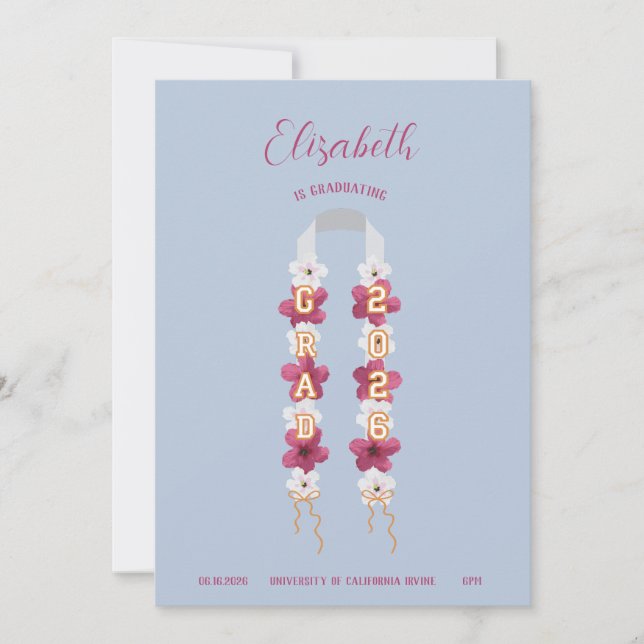 Flower Lei Graduation Announcement 2026 (Front)