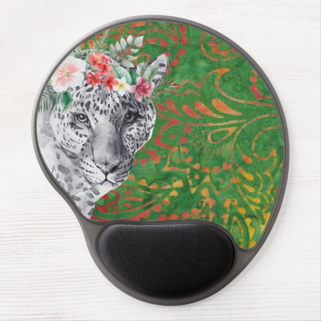 Flower Leopard Jungle Batik Gel Mouse Pad (Front)